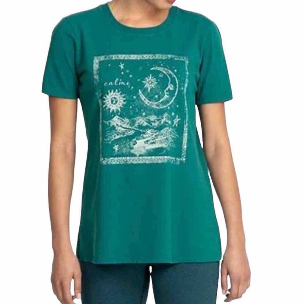 Johnny Was Calme Women’s Green Graphic Crewneck Tee Size XS & Small